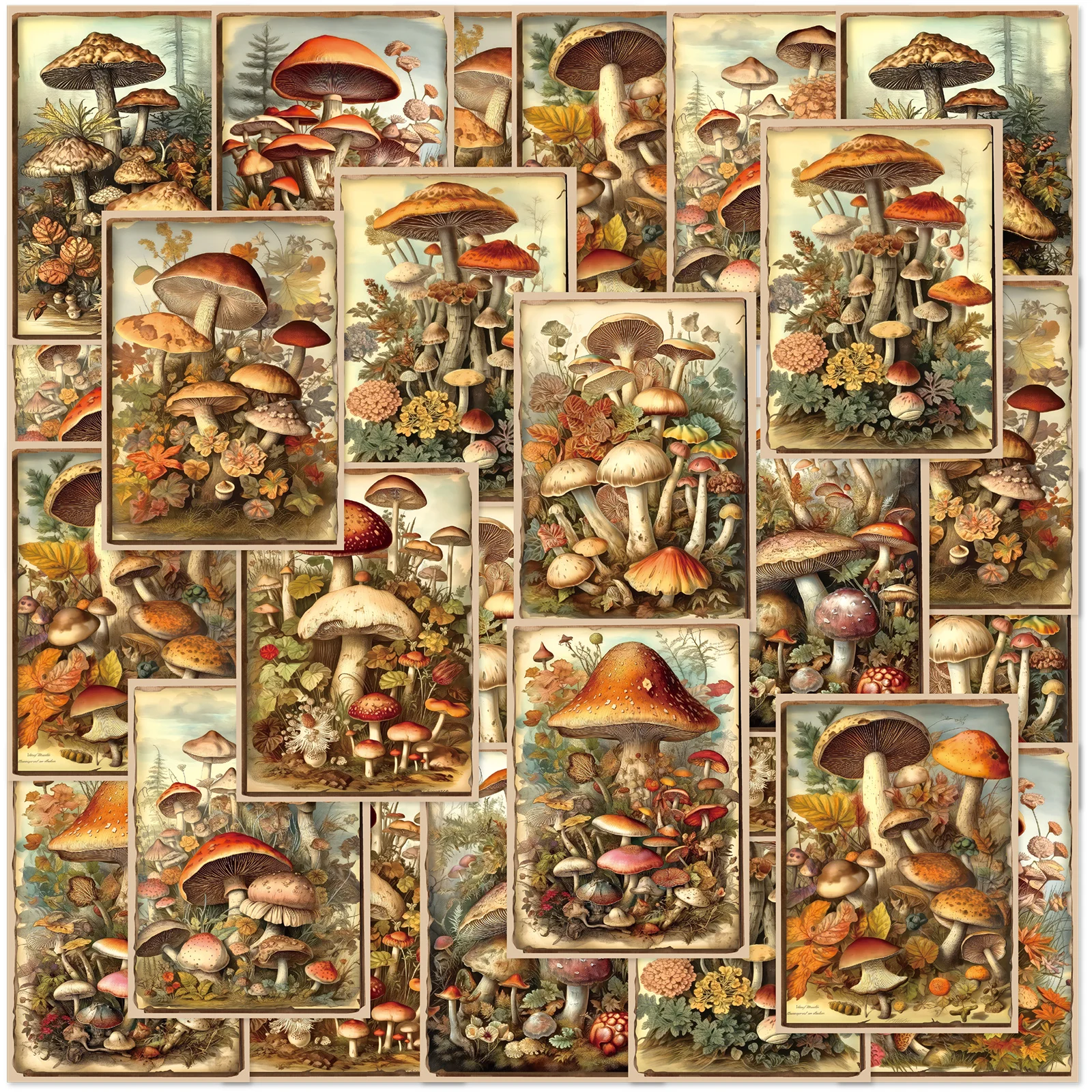 20pcs Late Autumn Mushroom A6 (14X10) Cm Vintage Material Paper DIY Decorative Magazine Notebook Classic Toy Manual Scrapbook