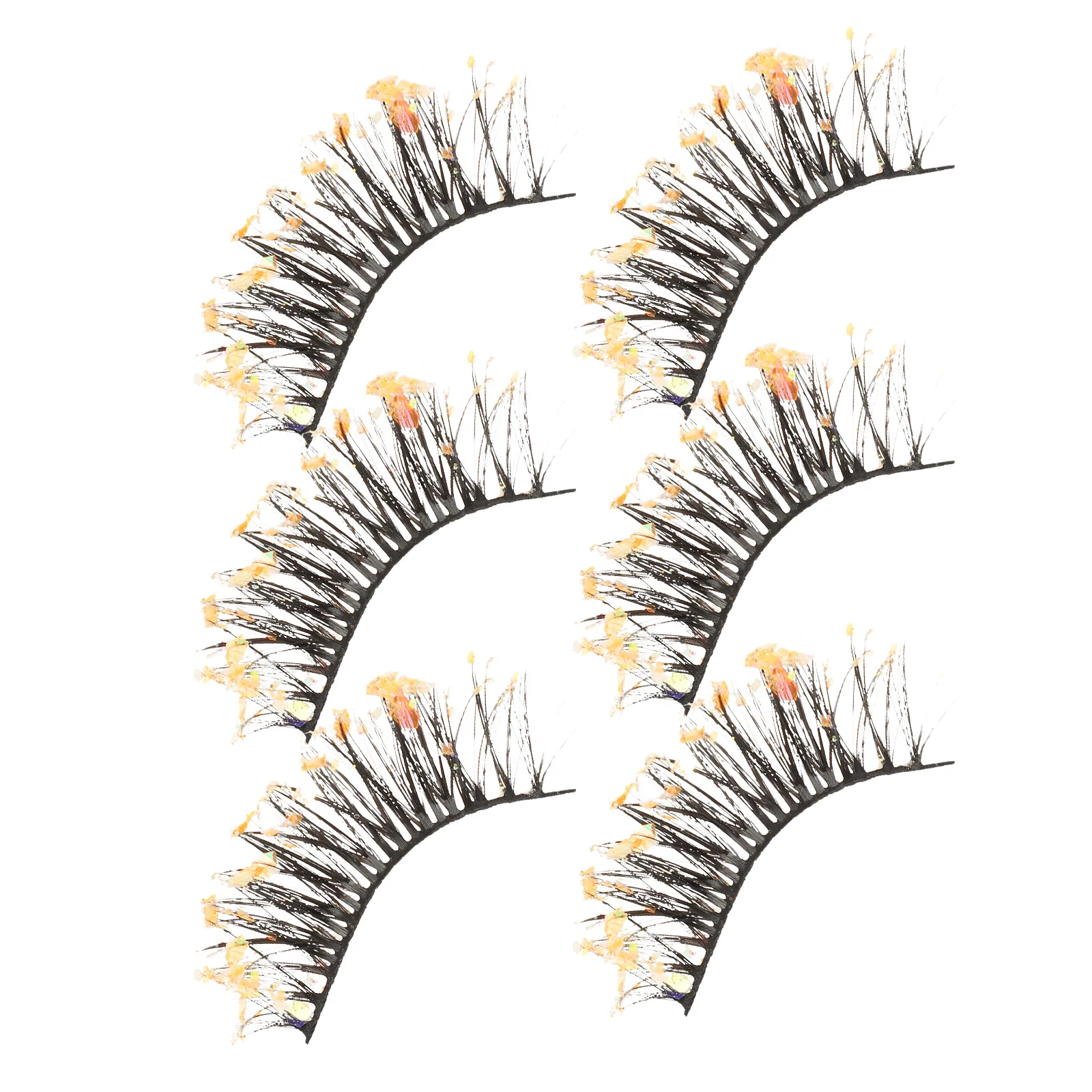 3Pairs Fake Eyelashes Glitter Short Natural False Lashes Pack Individual Eyelashes Makeup Tools for Parties Weddings