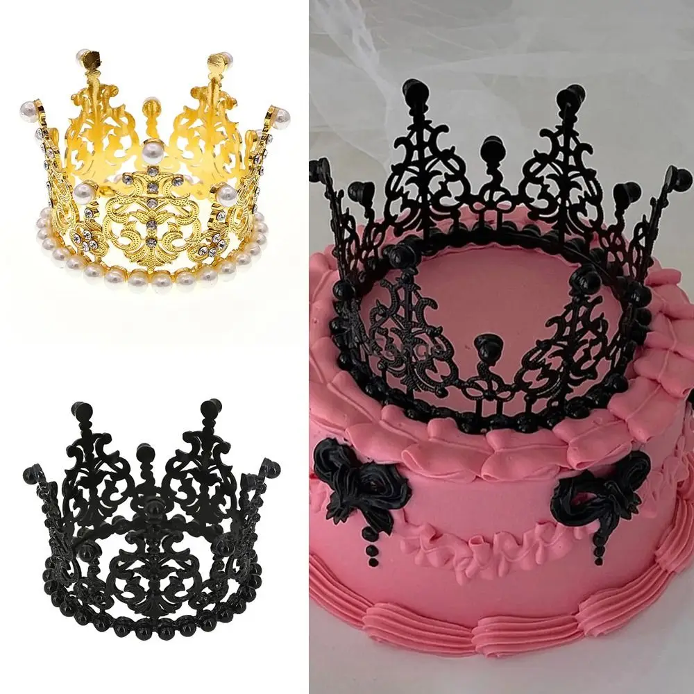 1Pcs Decorative Cake Topper Children Baby Elegant Crown Cake Decoration Princess Birthday Party Gold Silver Color Cake Ornaments