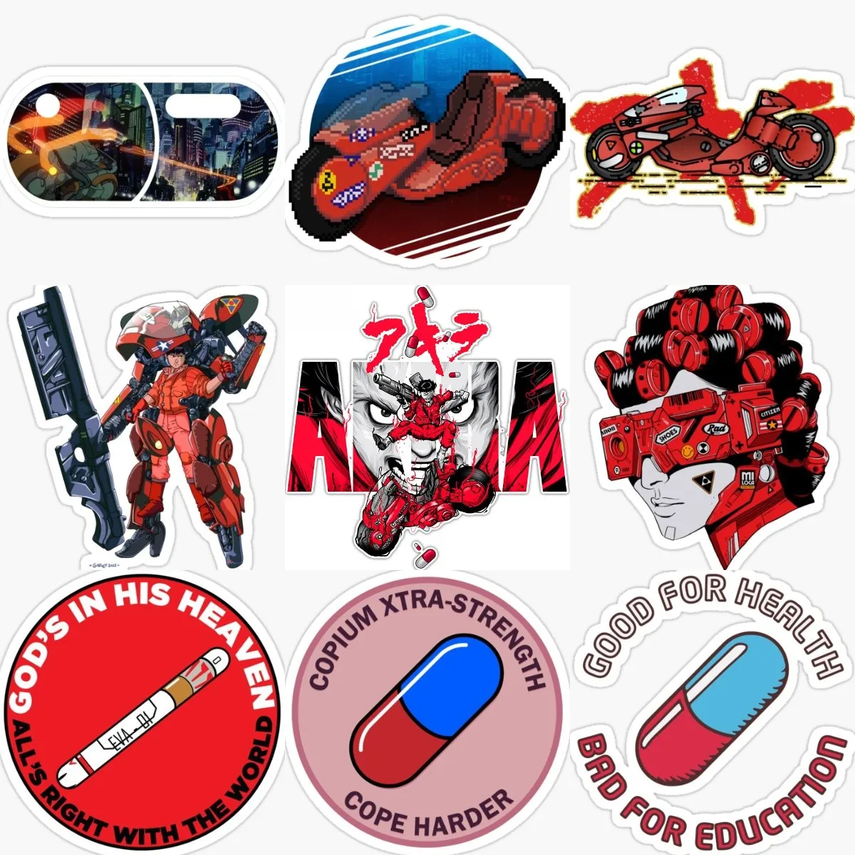 Akira Japanese Anime Capsule Locomotive Sticker Truck Car Window Laptop Motorcycle Wall Bicycle Glass Helmet Racing Camper Decal