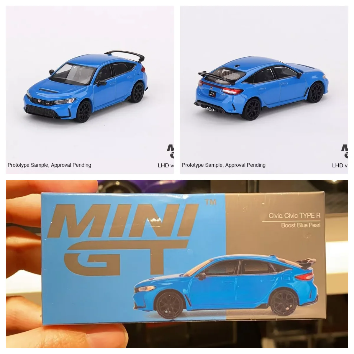 Mini GT 1:64 Civic Type R Boost Blue Pearl 2023 #637 Diecast Model Car