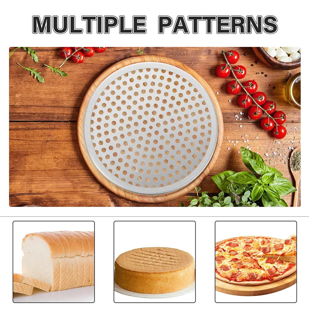 

Perforated Round Pizza Pan Reusable Aluminium Alloy Tray Oven Metal Plate Crimped Edge Easy Clean Heat Resistant Kitchen