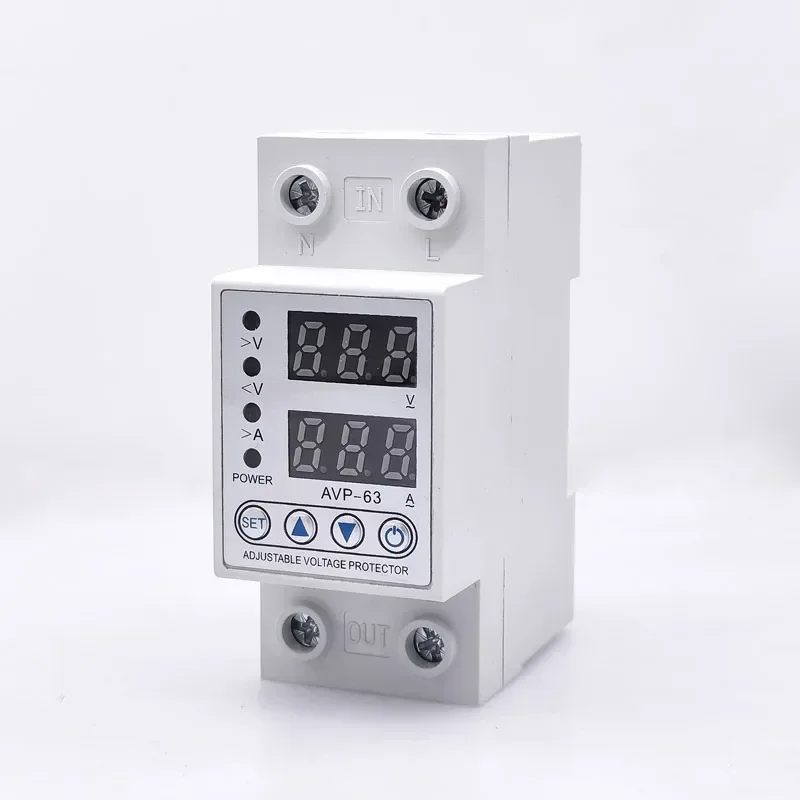 

40A 63A 230V Adjustable Over Voltage Under Voltage Reclosing Protector Relay Limit Over Current Protection Dual Digital Display