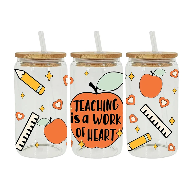 Back to School UV DTF Sticker for 16oz Cup Wrap Transfer Sticker Custom Label DIY Logo Self adhesive D7309