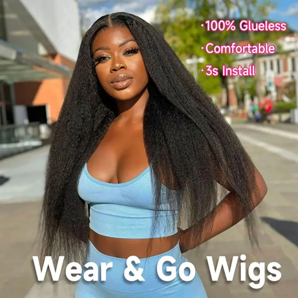 

Lumiere Kinky Straight Ready To Go Glueless Human Hair Wig 4x4 HD Lace Human Hair Wig Ready To Wear Lace Front Human Hair Wig