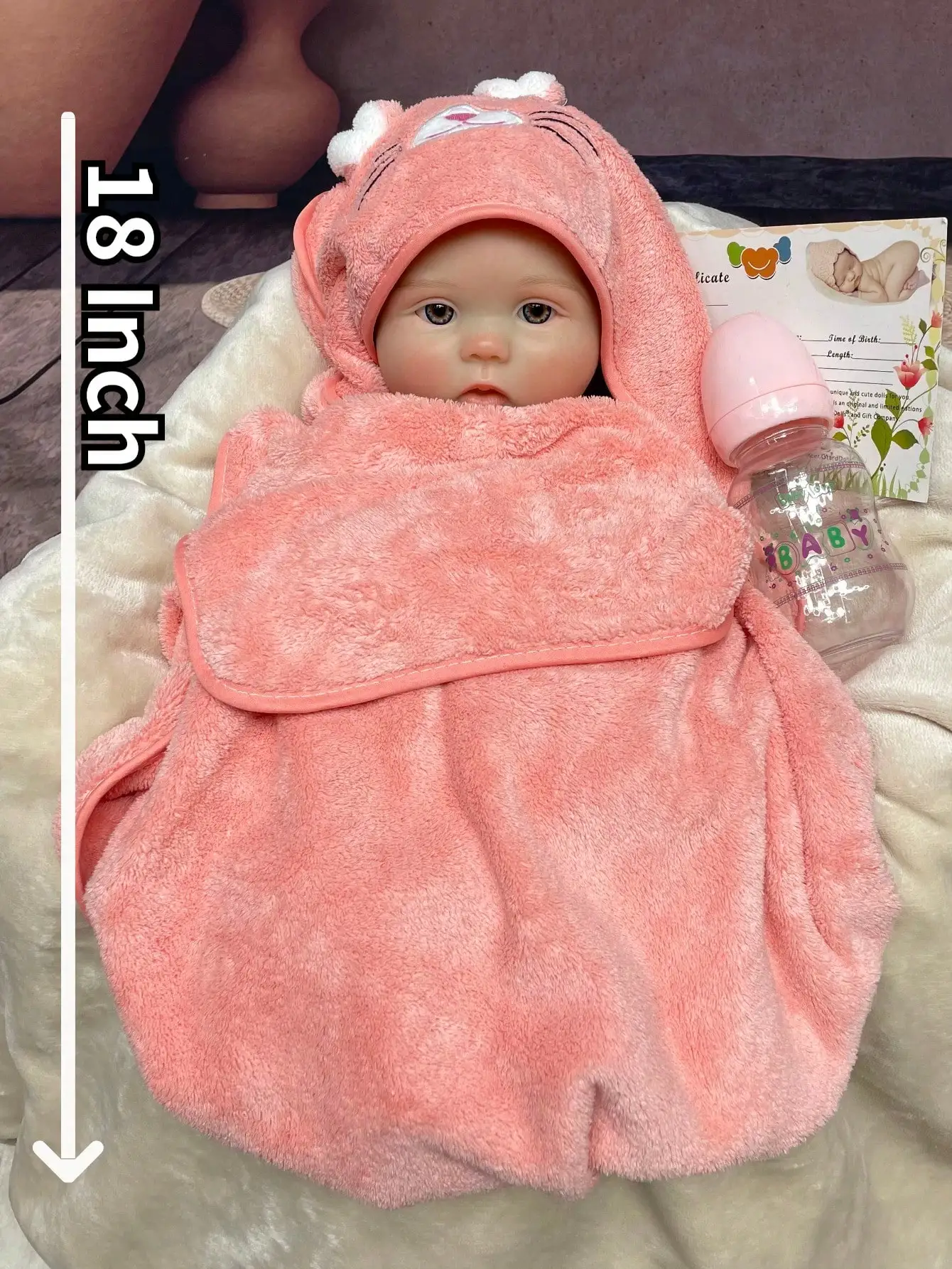 18 นิ้วเหมือนจริง Handmade Bebe ซิลิโคน Reborn ตุ๊กตา Handmade 3D ทาสีตุ๊กตาทารกแรกเกิดสําหรับของขวัญวันเกิดเด็ก