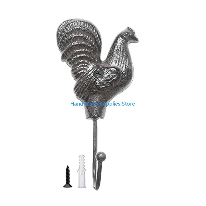 R1WA Decorative Iron Chicken Wall Hook Wall Mounted Entryway Hanger for Coat