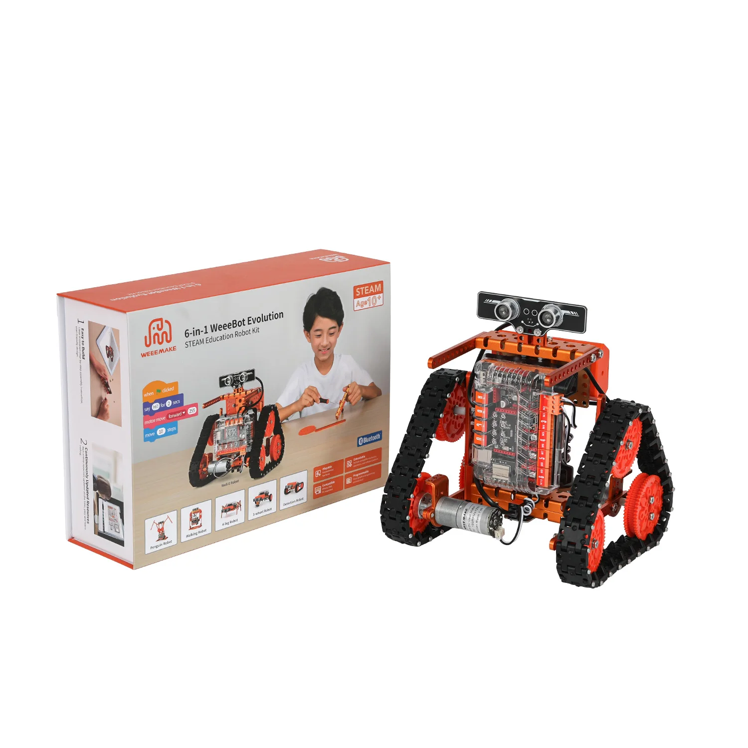 Weeemake 6 in 1 WeeeBot Evolution ESP32 DIY Coding Robotic Kit Remote Control STEM Projects Robot Toy for Kids