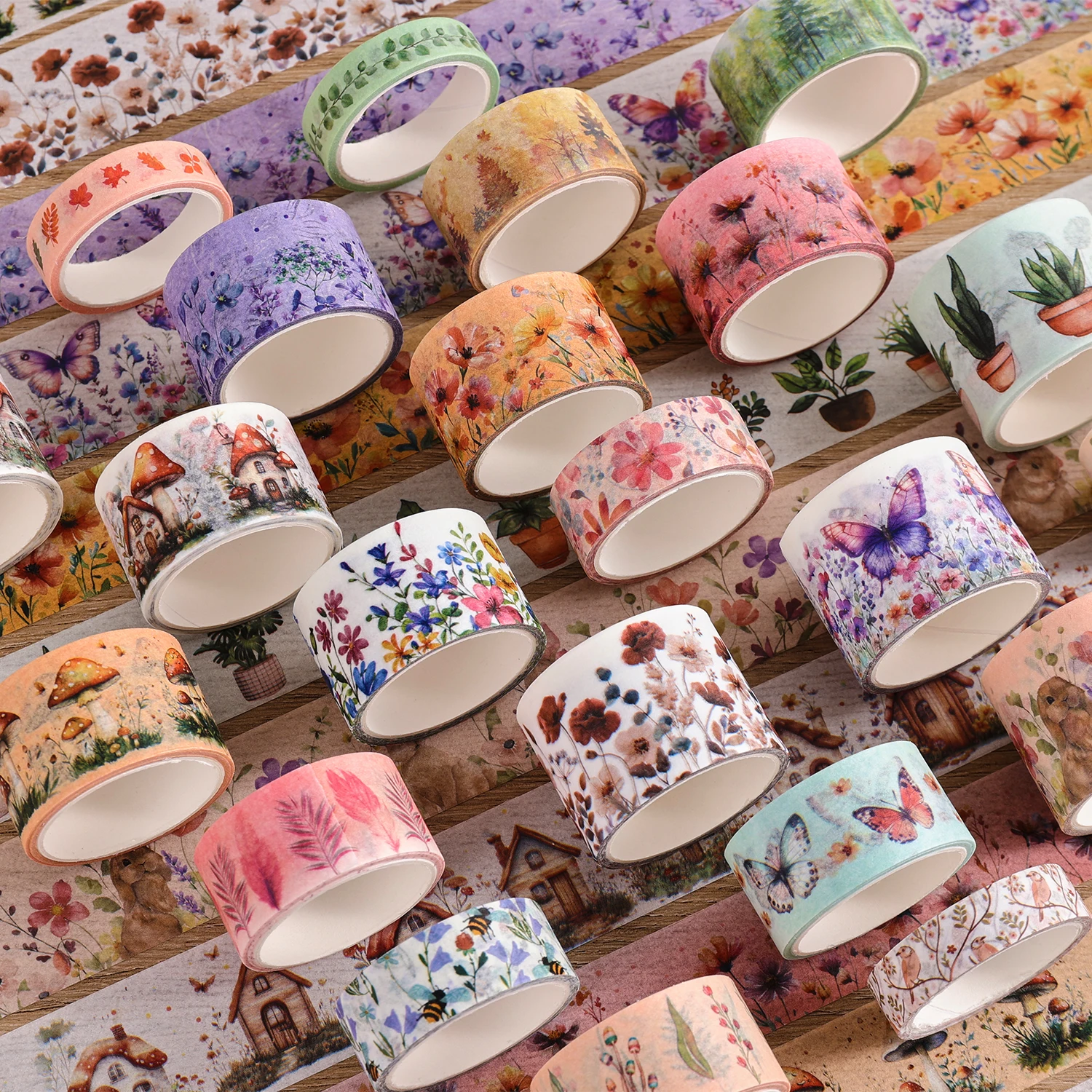 27 Rolls Vintage Washi Tape Set, Floral Butterfly Forest Mushroom Botanical Flower Writable Decorative Tapes for Scrapbooking, J view 5
