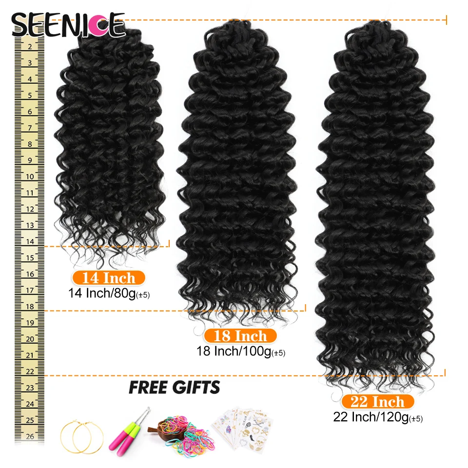 Extensiones de Cabello sintético para mujeres negras, pelo Afro rizado de ganchillo, trenza de ganchillo, trenza trenzada, ONDA DE AGUA ombré