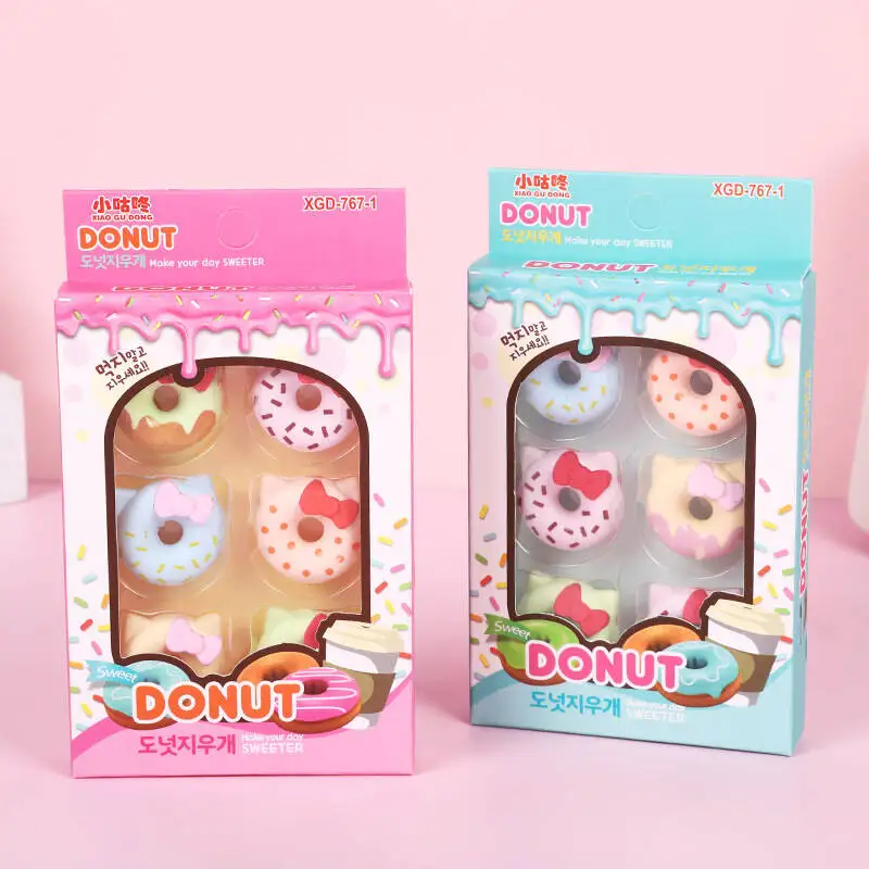 1-2 Set Cartoon Cat Kawaii Kitten Cute Candy Color Rubber Eraser Set Stationery