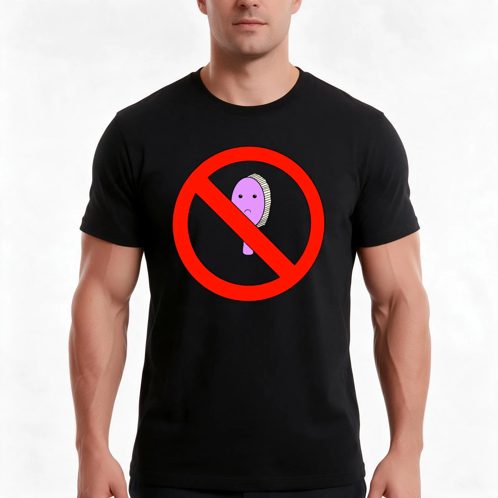 No Hair Brush Allowed! - White Version T-Shirt, Summer Casual Cotton Tee, Oversized Streetwear Tops, Vintage Graphic Print