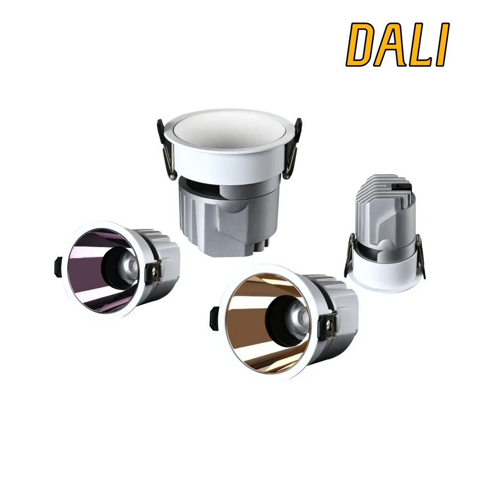 

DALI Dimmable Recessed Anti-glare COB Spotlights LED downlight 7W 12W 15W 20W Narrow bezel Ceiling lamp AC220V Interior lighting