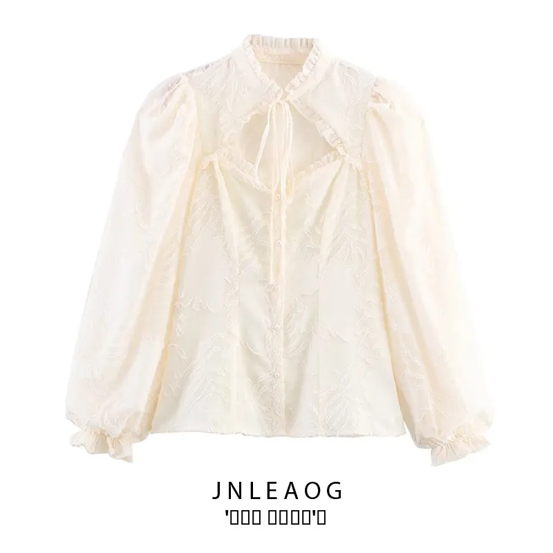 

JNLEAOG Autumn New Faionable Women's irt Floral Lantern Sve Ele Top Polyester Fiber Long Sve Casual Loose Fit