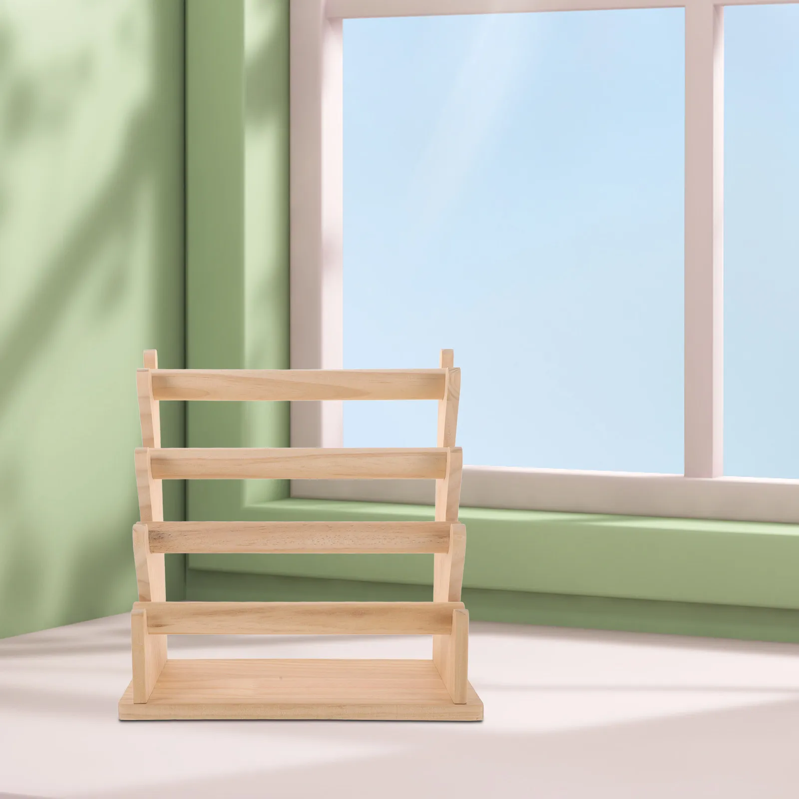 Wooden Bracelet Display Stand 4 Tier Solid Wood Jewelry Storage Rack for Bracelets Necklaces Watches Hair Accessories Bracelet