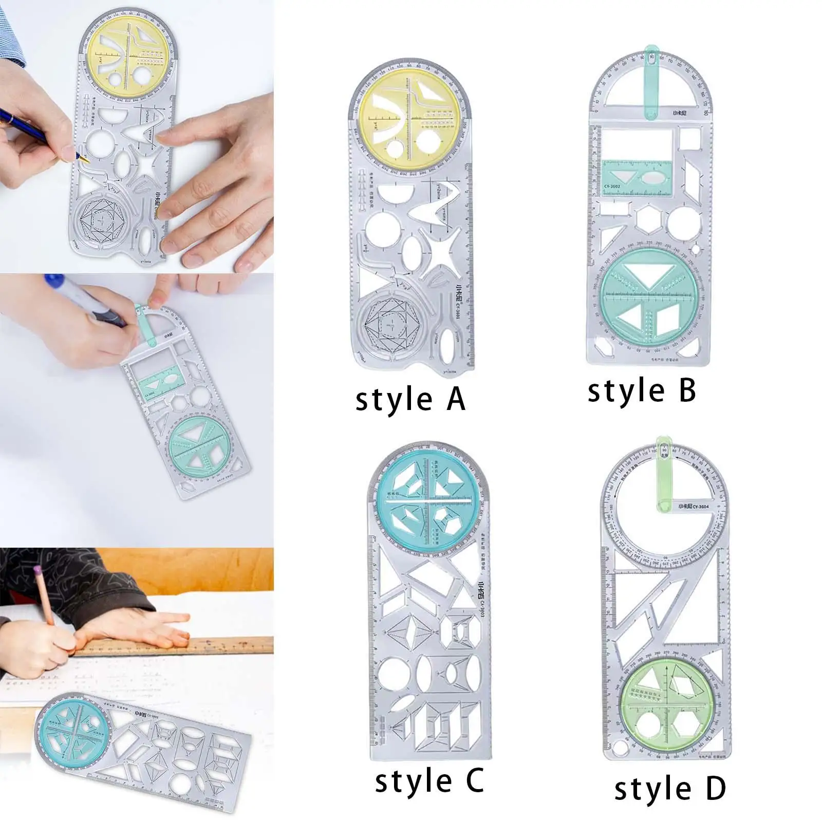 Geometric Ruler Multifunction Ruler Template Ruler for Artists Sewing Writing