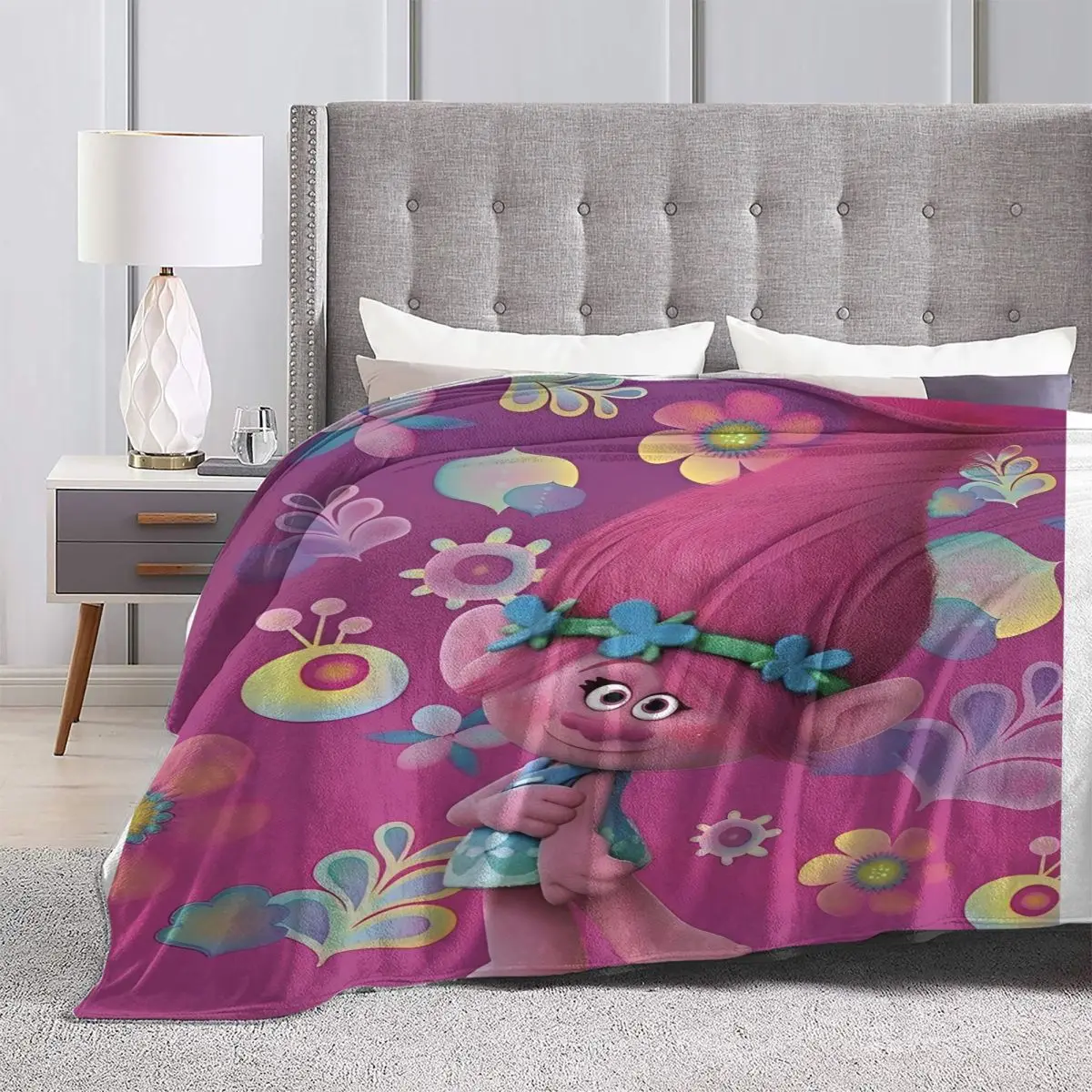 Trolls Blanket Travel Flannel Throw Blanket For Home Decor Super Soft Custom DIY Quality Bedspread Birthday Gift