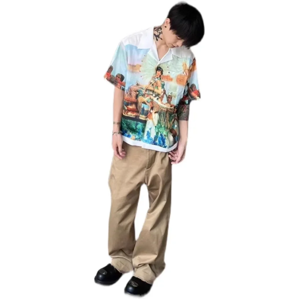 NIGO MR Men's Brown Straight Suit Pants Vintage Trend High Street Work Pants Cotton Zipper Trousers  #NGTOP11235