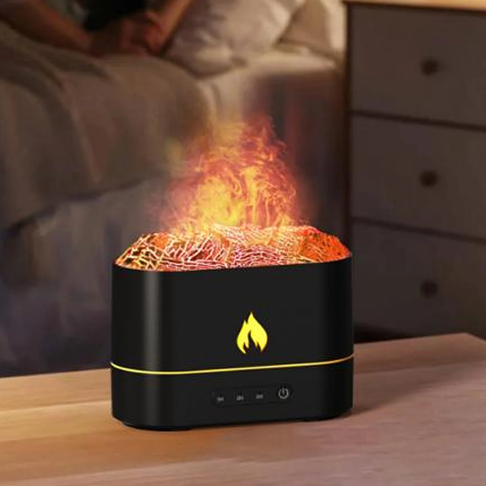 Volcano Aroma Diffuser Simulated Flame Super Quiet Volcano Aromatherapy Humidifier 7 Colors Lights Smart Timer for Bedroom