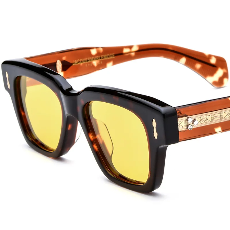 

High quality retro square polarized UV400 sunglasses fashion thickened night vision driving glasses light-colored tinted glasses