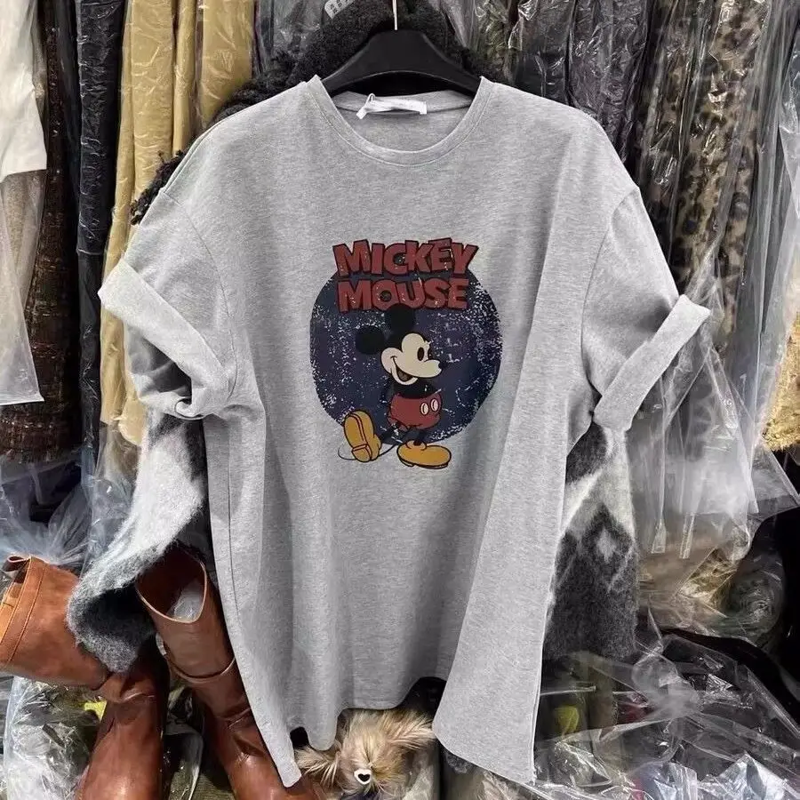 

2025 New Disney Family Family Fashion Leisure Pure Cotton T-shirt Retro Street College Style Commuting Y2K Harajuku Style