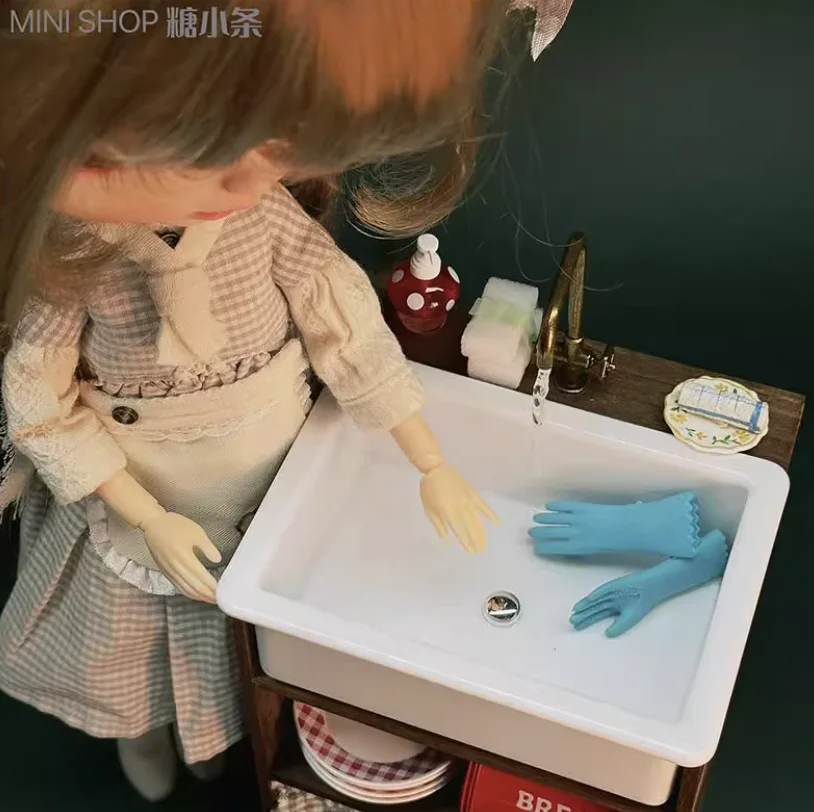 Puppenhaus Miniatur Krippe Nachttisch Zubehör Weiß Vintage Verschiedenes Container Bjd Puppe Lagerung Rack Diy Möbel Modell