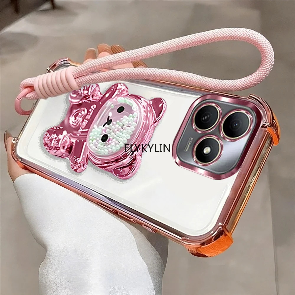 Für Redmi Note 17 Pro 5G Seil-Lanyard-Gurt Cartoon-Bär-Standhülle für Xiaomi Redmi Note 17 Pro Plus 17 Stoßfeste Weiche Hülle