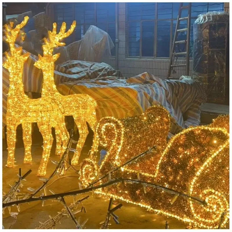 Christmas-themed LED sleigh pattern IP65 protection level, festive landscape decoration