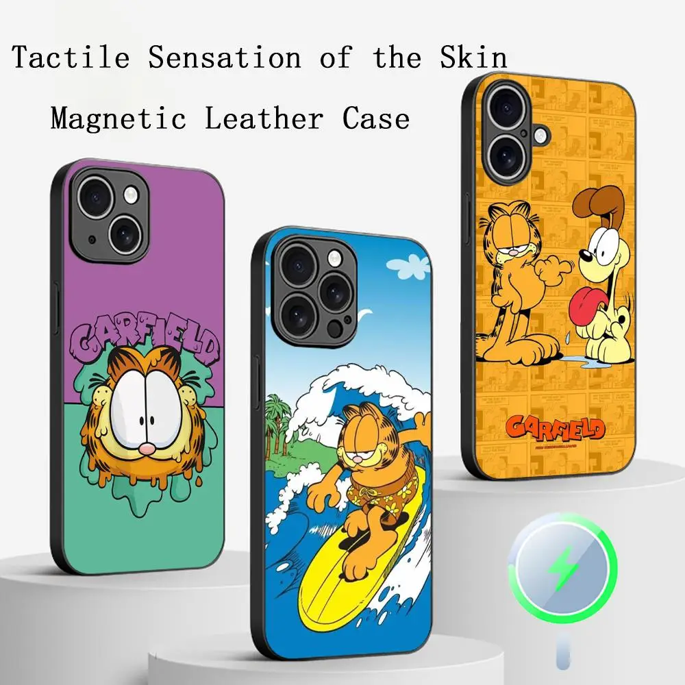 Чехол для телефона Garfi с милым классическим мультяшным рисунком для iPhone 17 16 15 14 13 12 Plus Pro Max, высококачественный, роскошный, из овчины, с поддержкой Magsafe