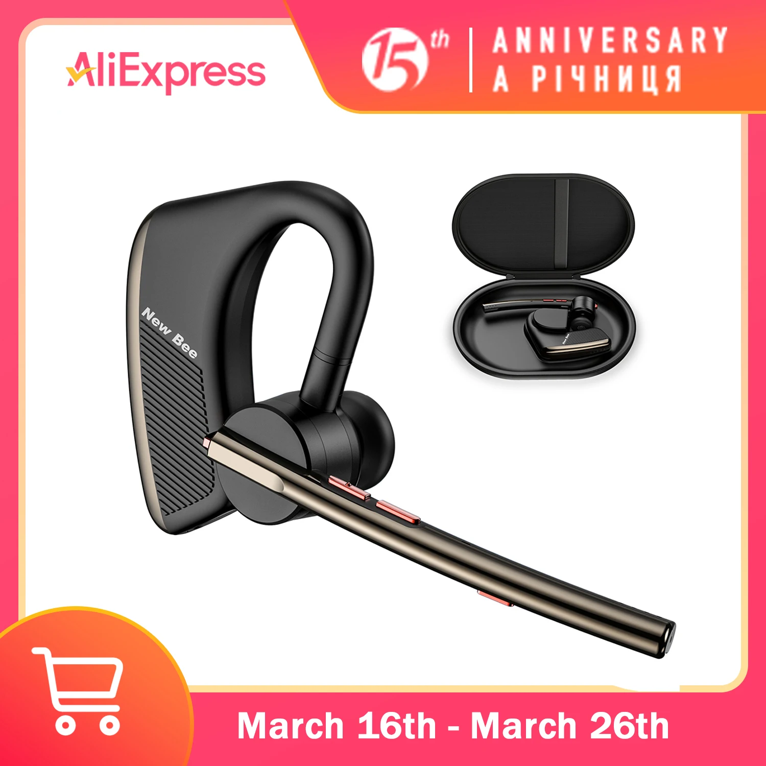 New Bee M50 Bluetooth 5.2 Earphones Wireless Headphones with Dual Mic Earphone Hands-free Headset English/Russian Drop shipping