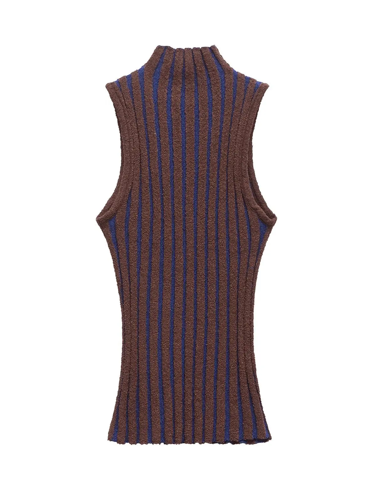 Spring Summer 2025 New Arrival Women's Slim Fit Patchwork Stripe Svel ort Knitted Vest Top Sweet Sle Polyester Fiber