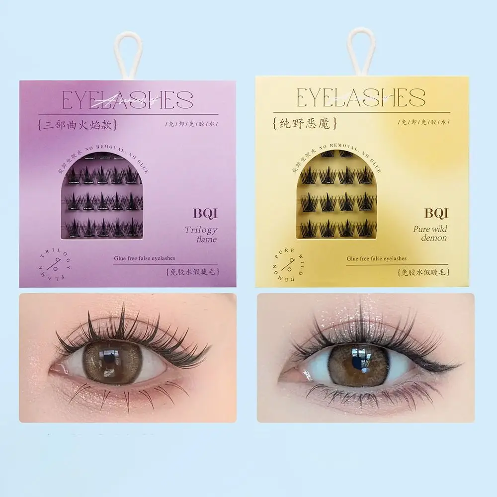 C Curl Glue-free Manga Lashes Natural Ultra-fine Segmented Eyelashes No Need Glue Reusable Cat Elf False Eyelashes Enlarge Eye