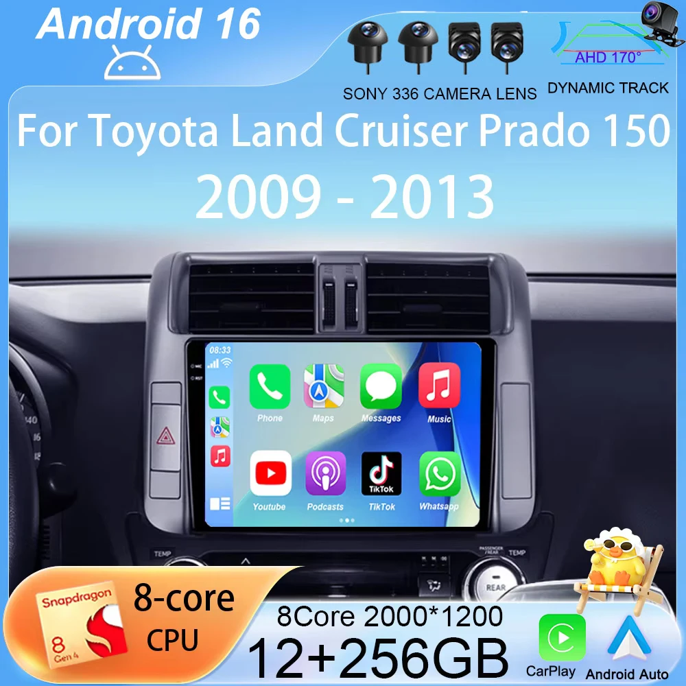 

Android 16 Carplay Car Radio For Toyota Land Cruiser Prado 150 2009-2013 Multimedia Video Player Navigation Stereo Head Unit DSP