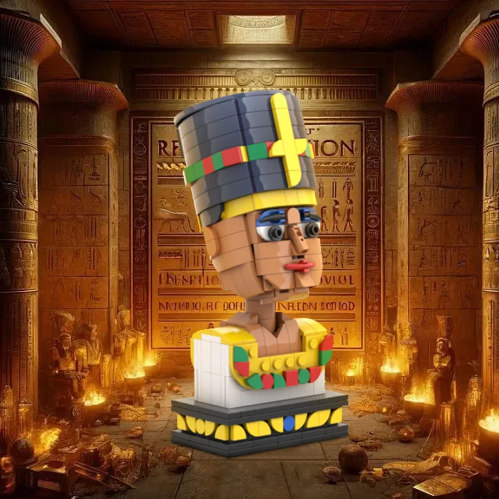 

MOC Nefertiti Egypt Queen Model Building Blocks Bust Sculpture Bricks DIY STEM Toys Adults Gift