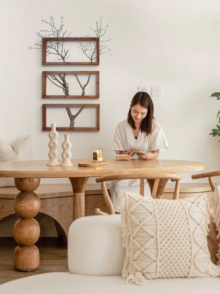 سجل الرياح اللوحة الزخرفية B & B خلفية الجدار الشنق اللوحة مطعم وابي الرياح الجدار الديكور قلادة حمالة صدر النباتات الخضراء #5