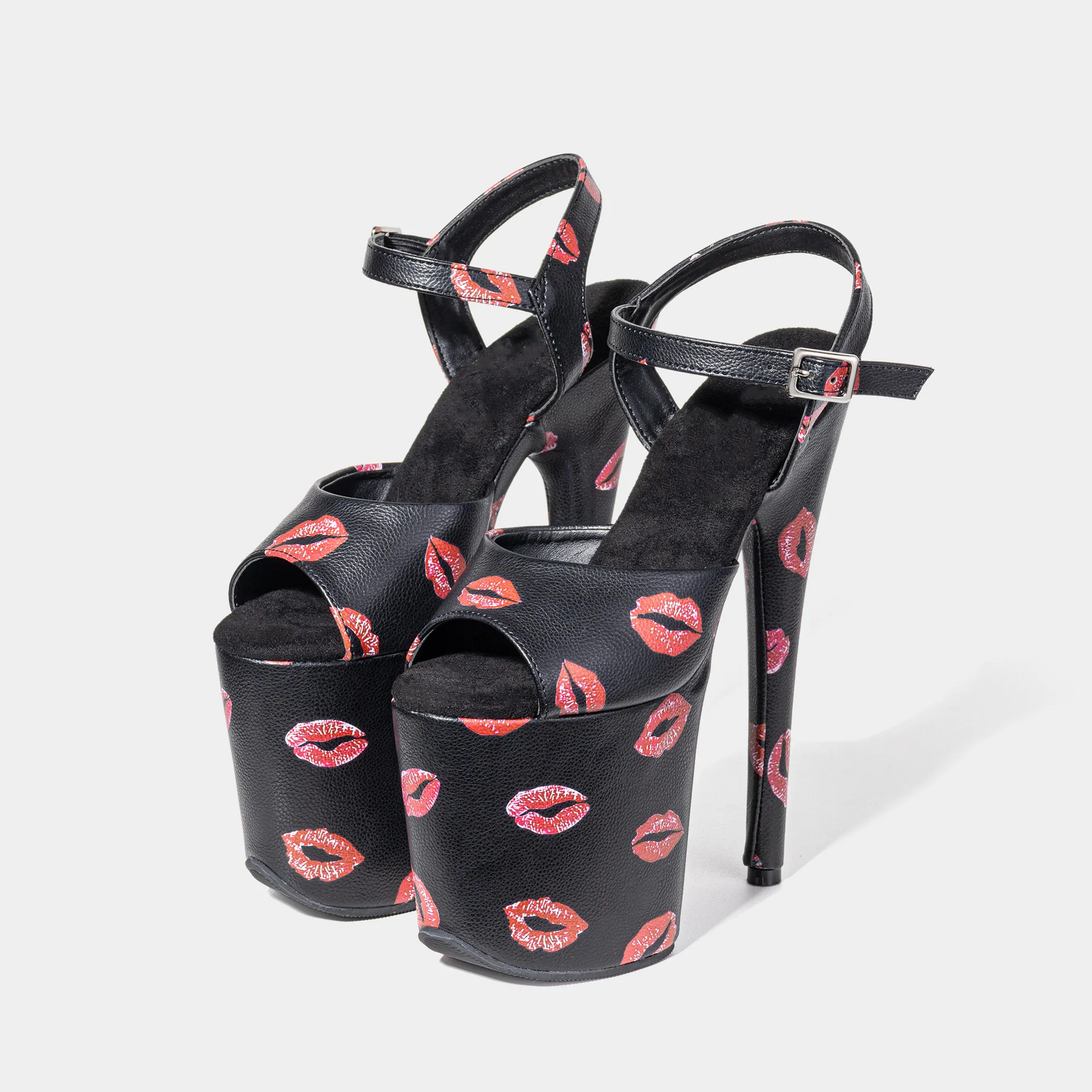 Sexy lip print 20cm hate sky high waterproof platform nightclub steel pipe dance sandals tube dance shoes