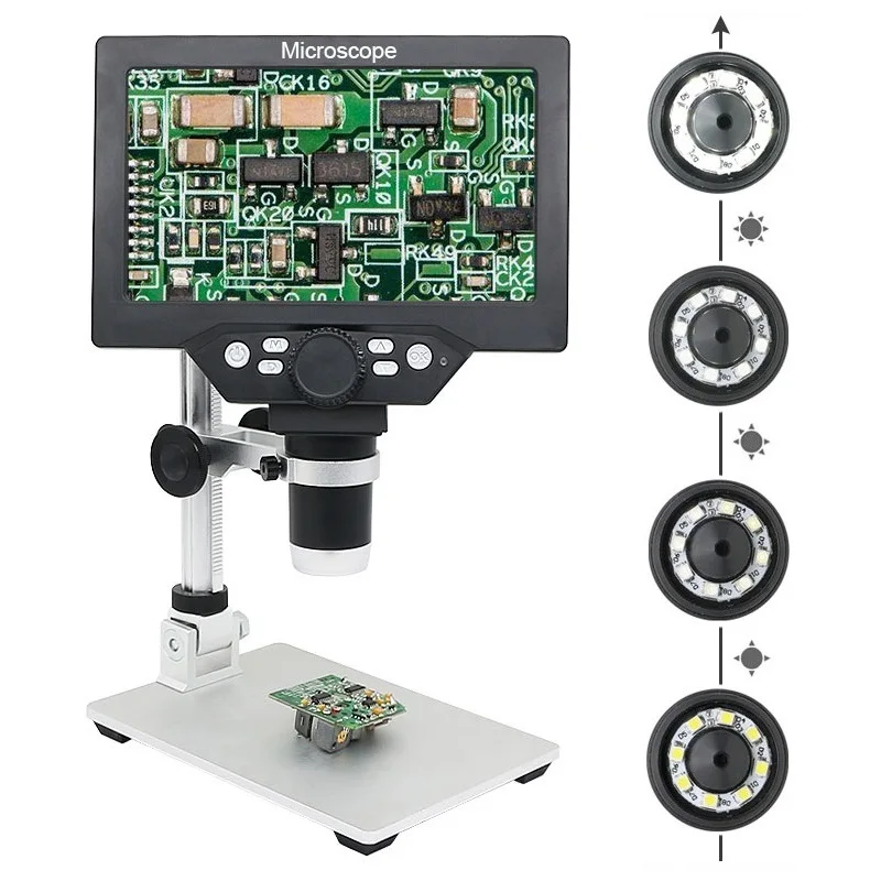 Digital Microscope 1200X 600X USB Electronic Video Soldering Microscope Camera PCB Phone Repair Microscope Built-in Battery