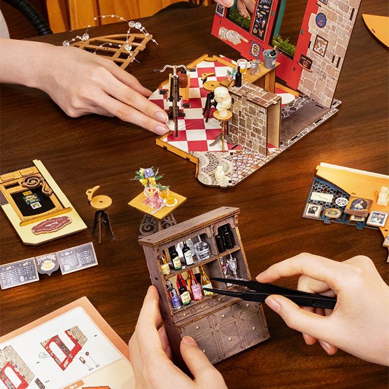 Robotime Rolife DIY miniatuur huiskit Cheers Bar Kit ambachten hobby geweldig cadeau voor vrouwen kinderen DG173