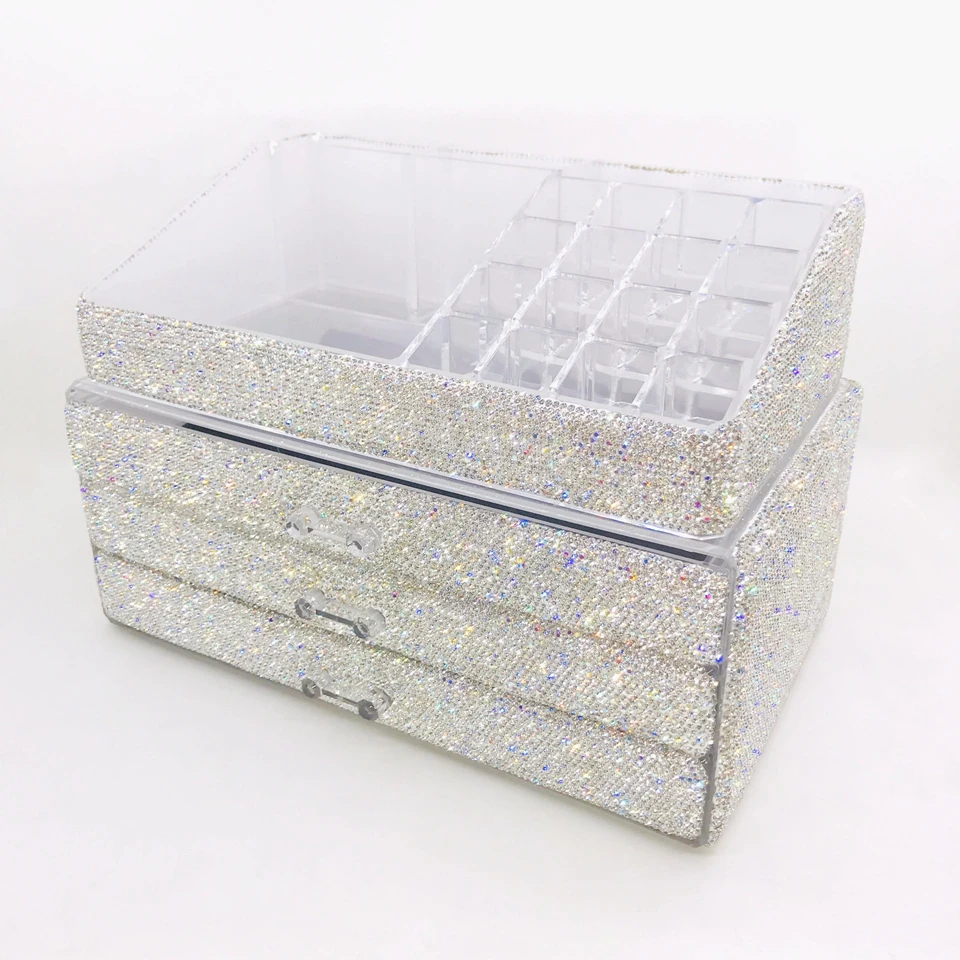 Acrylic Drawer Makeup Box Large Stackable Eyeshadow Cosmetic Case Bedroom Bathroom Desktop Jewelry Storage Organizer 4 Layers