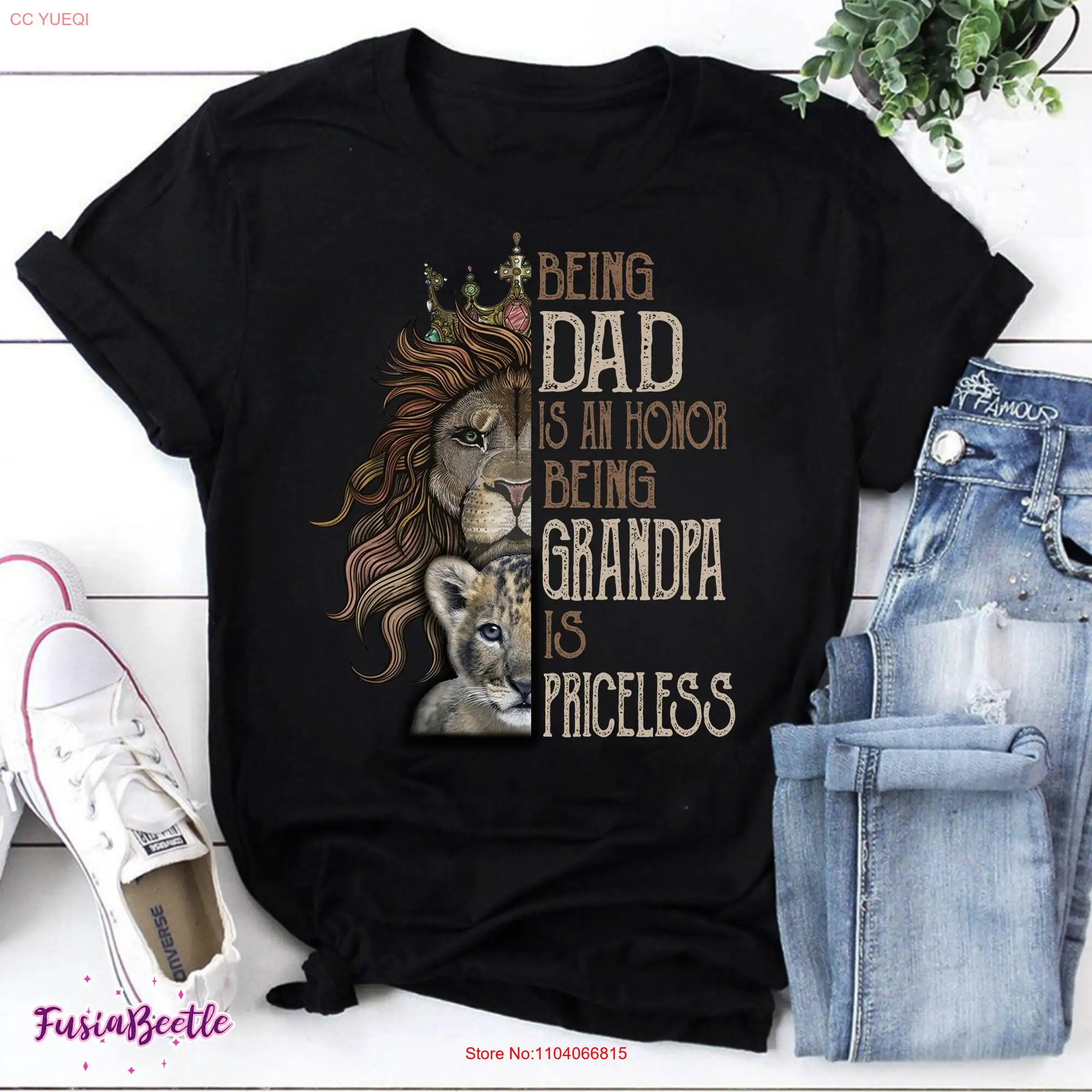 Lion Being Dad Is An Honor Grandpa Priceless Vintage T Shirt Father's Day For Best Daddy long or short sleeves