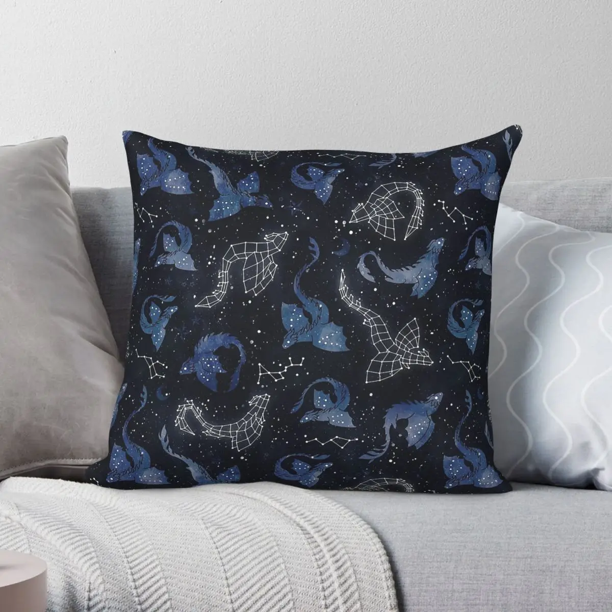 Dragon Star Constellations Pillowcase Polyester Linen Velvet Pattern Zip Decorative Pillow Case Sofa Seater Cushion Cover 18