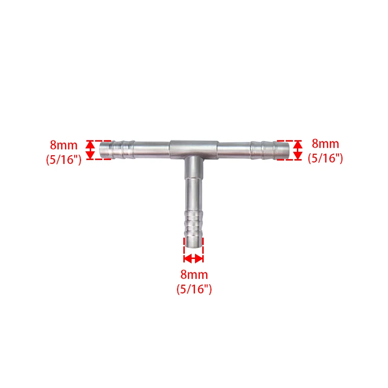 #6 #8 #10 #12 Aluminum 3 Way Fitting Tee AC Hose Barb Splice Pipe Fittings 3/8 1/2 5/8 3/4 air conditioner