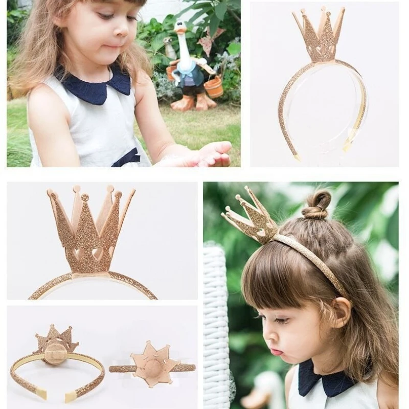 Golden Glitter Heart Tiara Headband 3D Stereo Crown Hair Accessory for Birthday Celebration Romantic Themed Party Dress Decor view 4