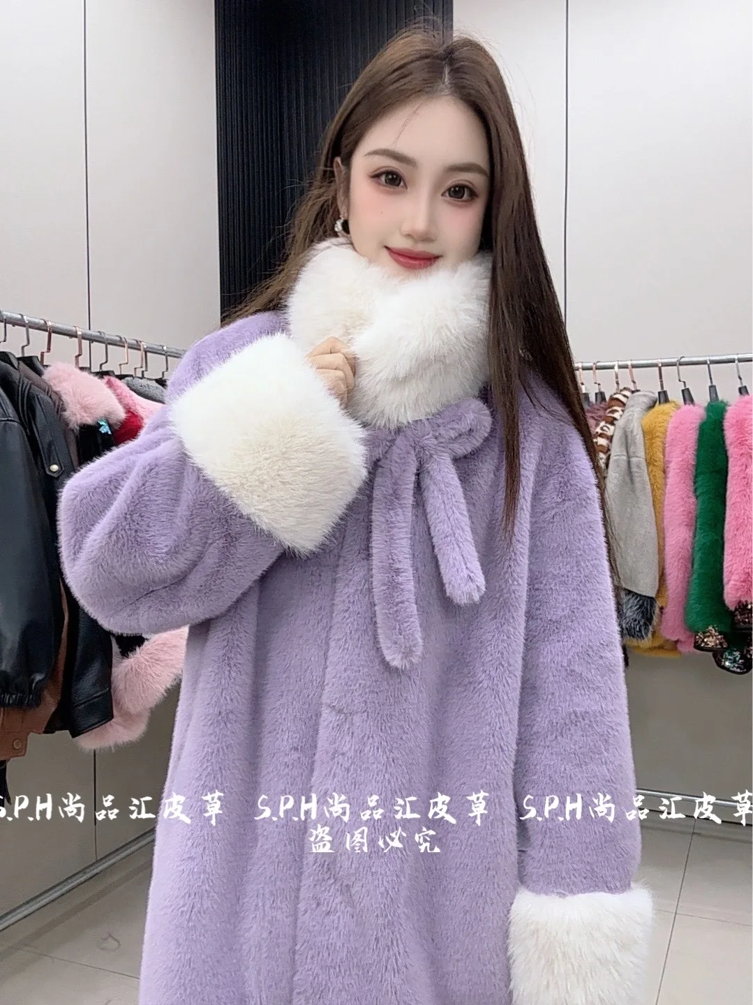 من المألوف مريحة لينة فو الفراء شتاء جديد سميكة طويلة الدافئة فروي سترة التخسيس طويلة الأكمام الدانتيل متابعة معطف للسيدات