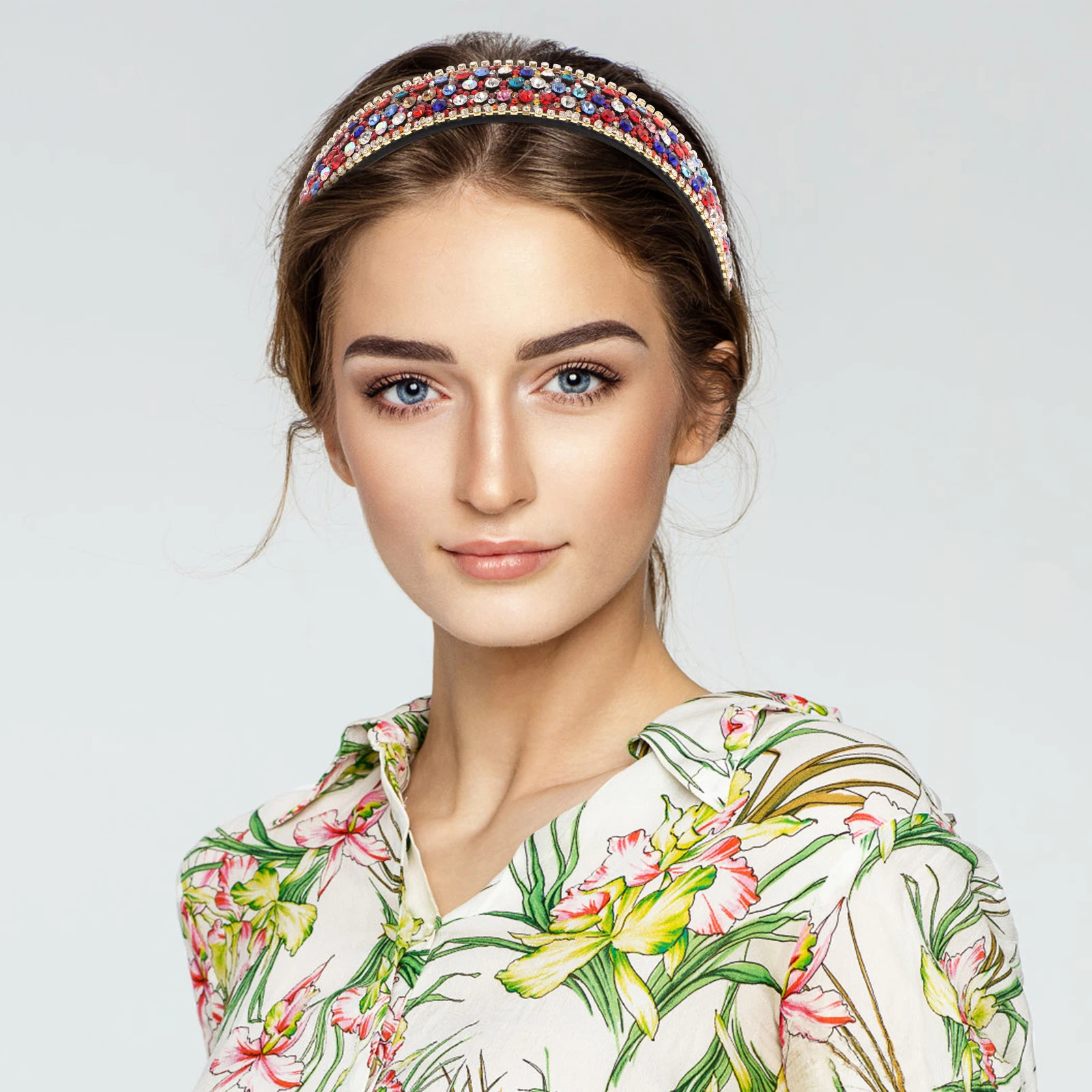 

Crystal Rhinestone Hairband Women Elegant Wide Girl Headband Hair Hoop Birthday Party Christmas Halloween Cosplay Daily Wear