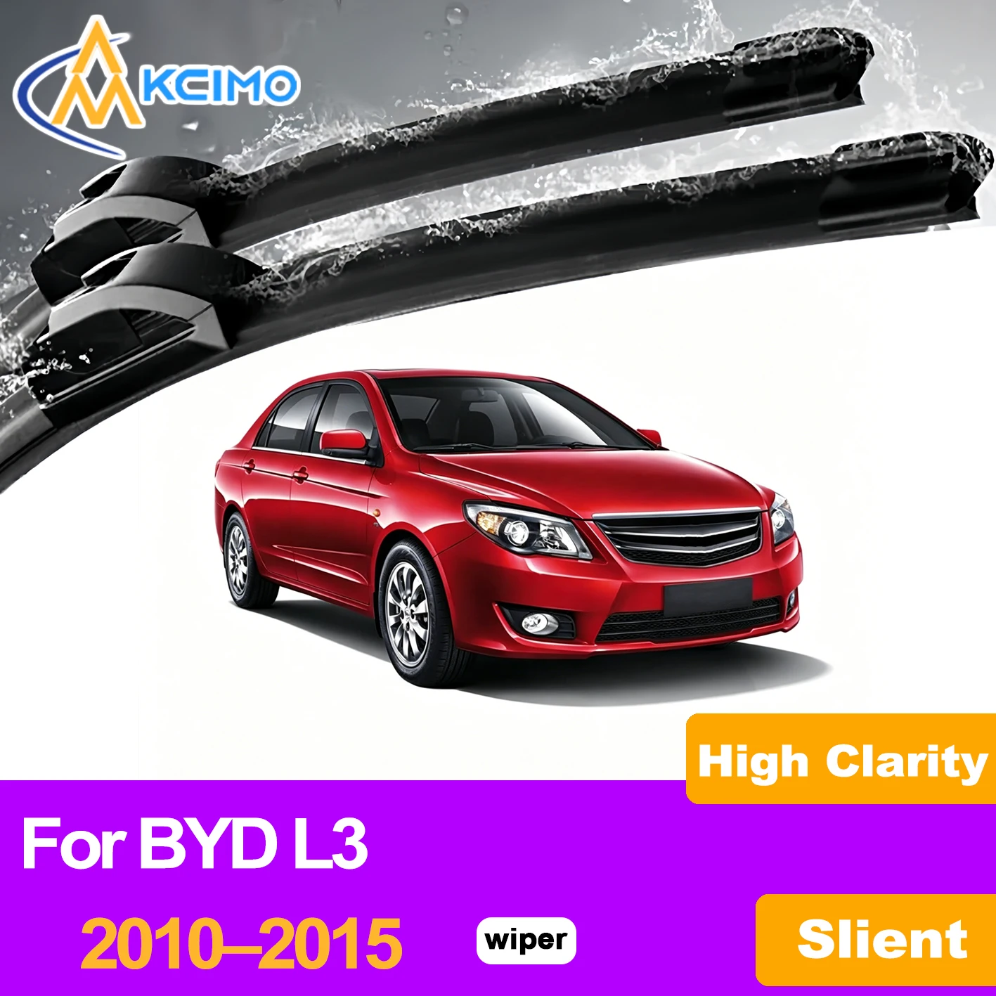 

KCIMO 2PCS Front Windshield Wiper Blades For BYD L3 2010–2015, Natural Rubber All Weather Performance Quiet Operation Car Wipers