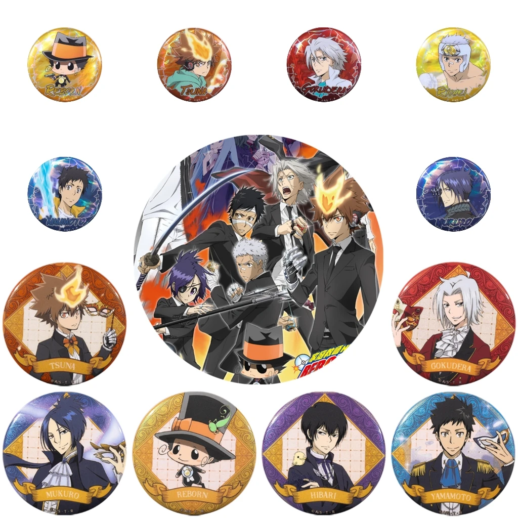 

58 мм аниме Katekyo Hitman Reborn Sawada Tsunayoshi Gokudera Hayato косплей значок на булавке SPTE жесть брошь ﻿ Опора Gilf