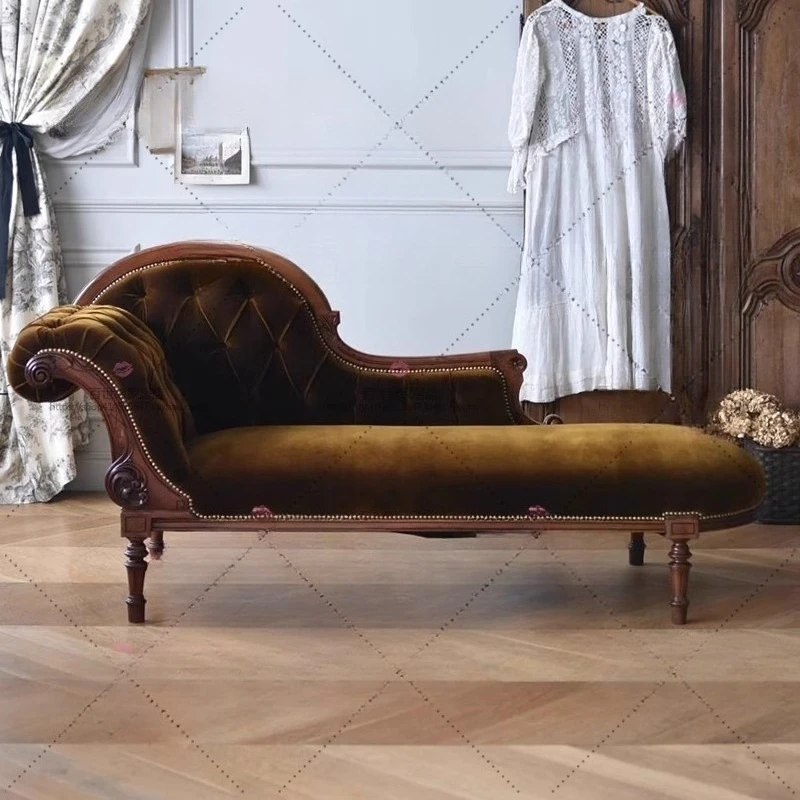

Flower retro concubine sofa villa living room sofa recliner, French bedroom beauty couch