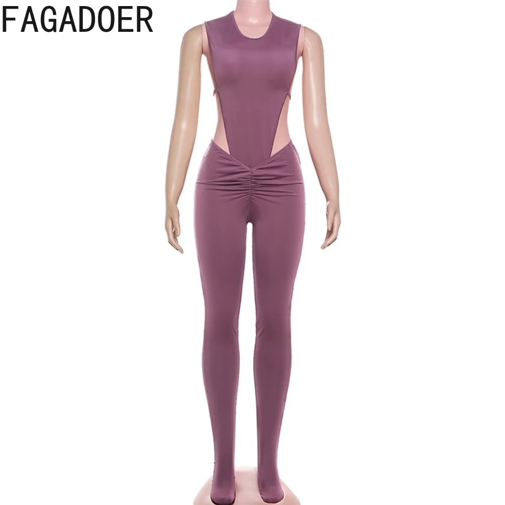 FAGADOER Y2k Fashion 2 Piece Sets Woman Outfit Halter Sleeveless Backless Bodysuits and Pants Suits Female Streetwear Clothing