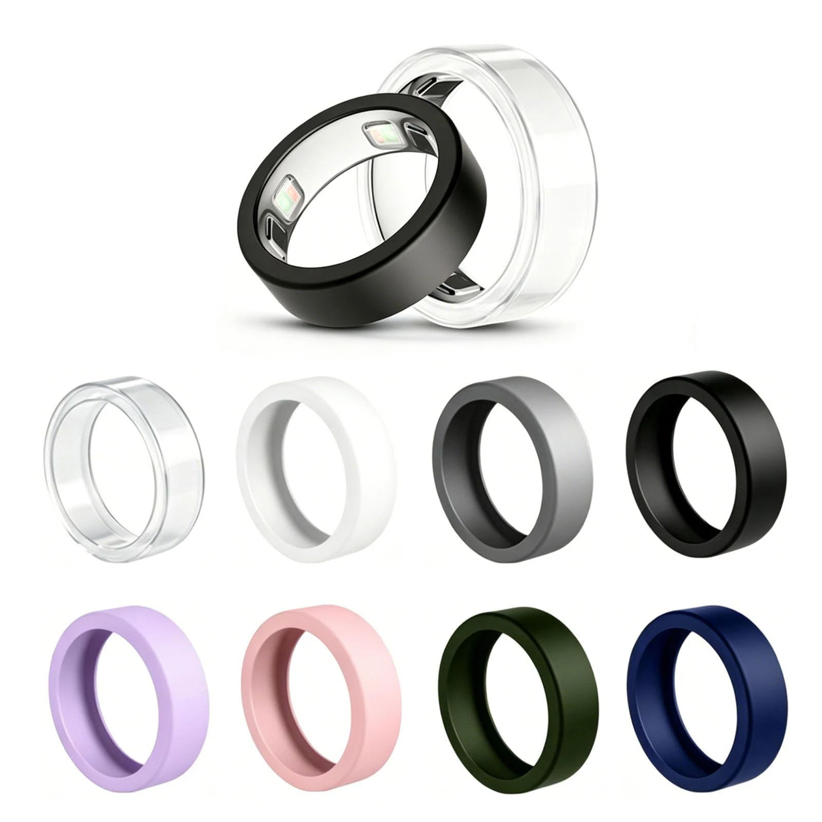 4/8 Pack Silicone Ring Protector Fits for Oura Ring 5 Protective Sleeve Skin Ring Protector Case for Gym Woking Out Women Men